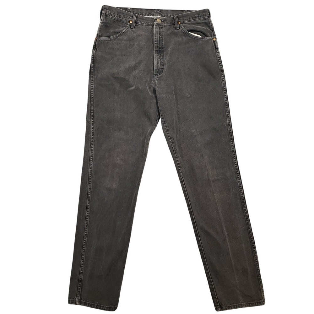 Vintage Wrangler Jeans Size Men 36x38 Black Wash Straight Leg Denim USA Made‎